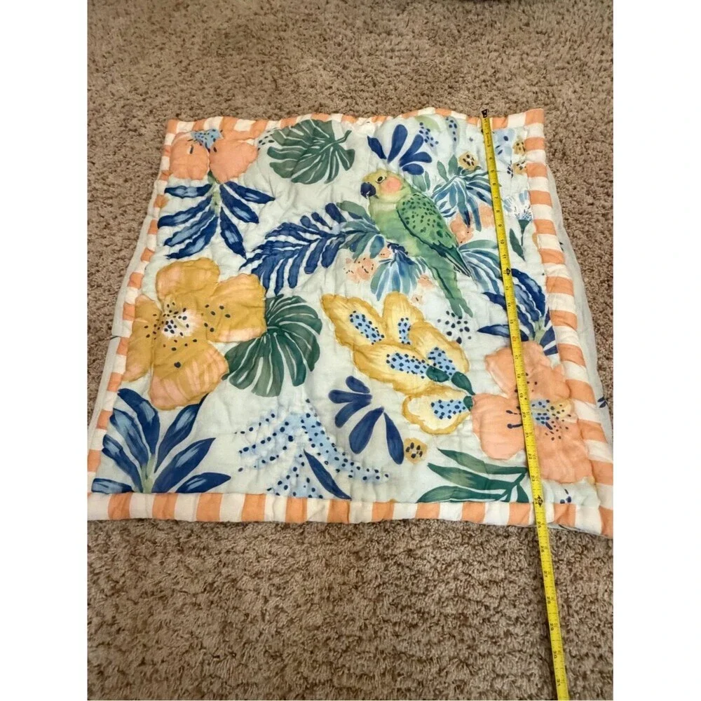 new Anthropologie Ellen merchant cotton voile euro pillow sham Floral Parrot
